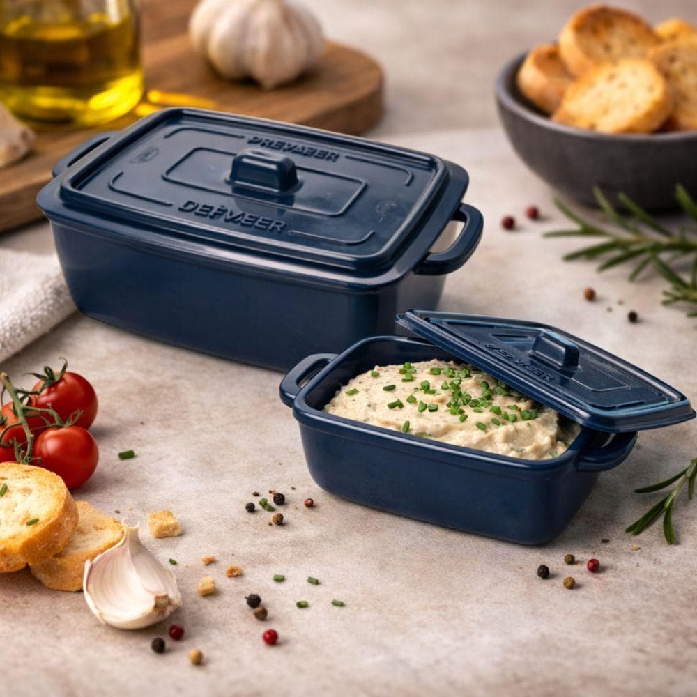 Kit 2 Potes Panelinhas Herméticas Retangulares Azuis Mini Caçarola Ramekin Plástico Plasútil