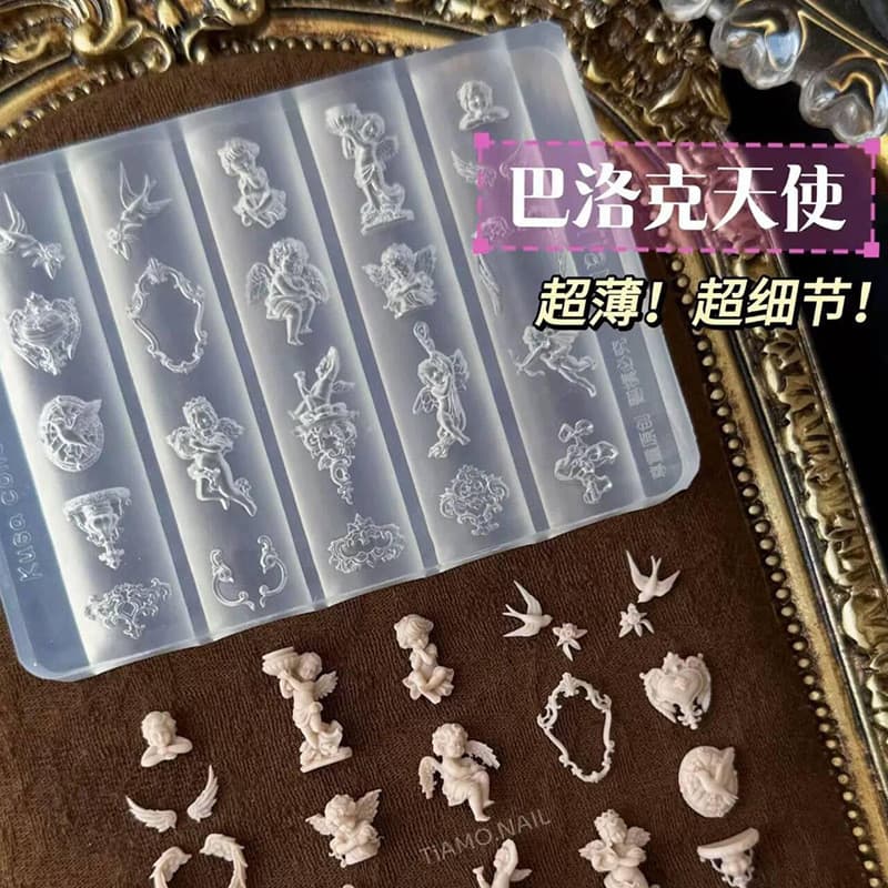 Anjo barroco Manicure molde de Silicone Wearable jóias do prego criativo DIY unha polonês cola ferramenta decoração do p