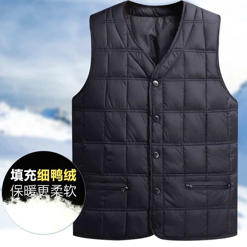 Inverno para baixo colete masculino Casual tamanho grande colete de meia-idade idosos engrossado colete pato branco para