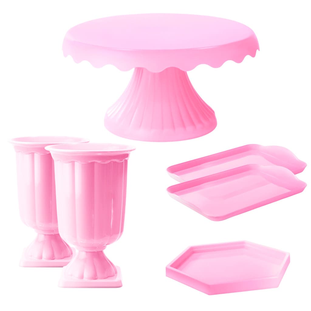 KIT FESTA 2 VASOS GREGO + 1 BOLEIRA 19x9 + 2 BANDEJA RETANGULAR 20x13 2 BANDEJA SEXTAVADA 17X17