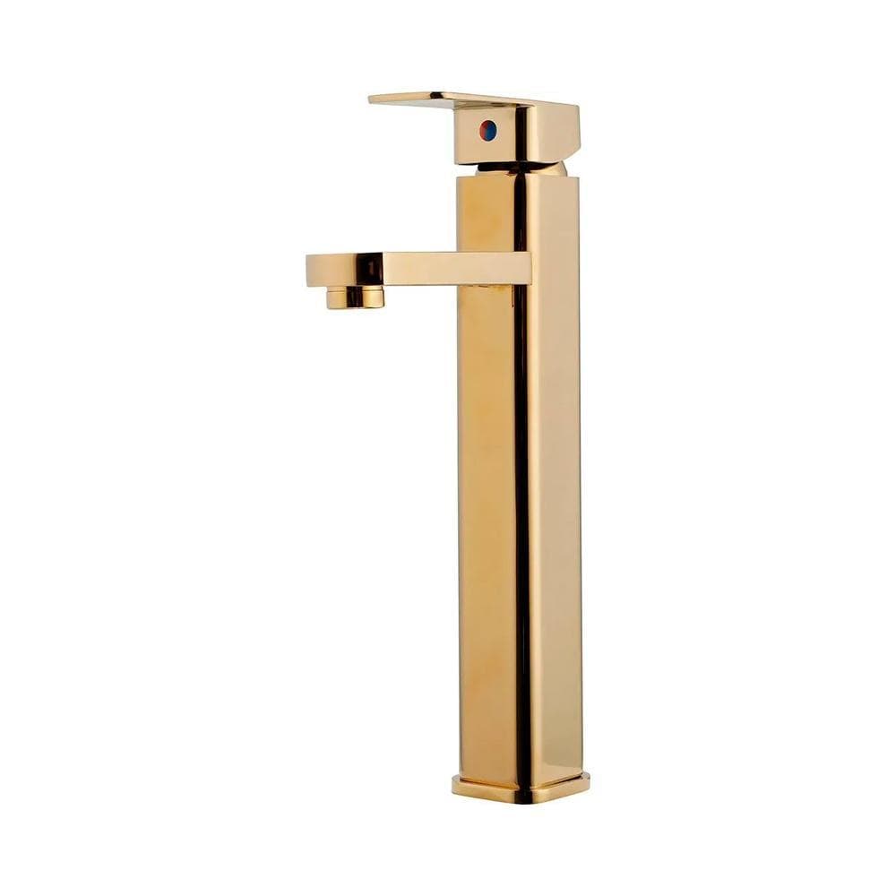 Torneira Para Banheiro Misturador Monocomando Alta Madeira Pingoo - Dourado
