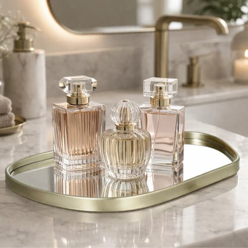 Bandeja Decorativa Espelhada Perfumes Taças Velas Maquiagem Closet  Penteadeira Banheiro Pia Luxo