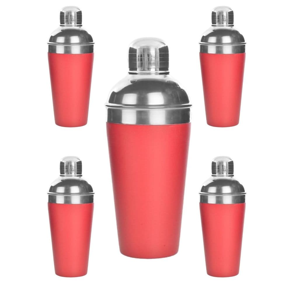 Kit 5 und - Coqueteleira Shakeira - Inox - Cherry Vermelho - 500ml