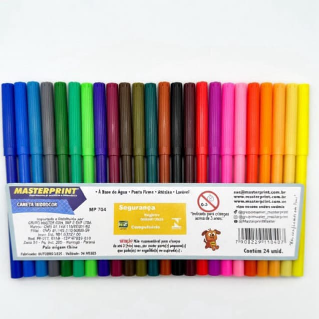 Kit 24 Canetinhas Hidrográficas Coloridas Infantil para Desenho e Arte