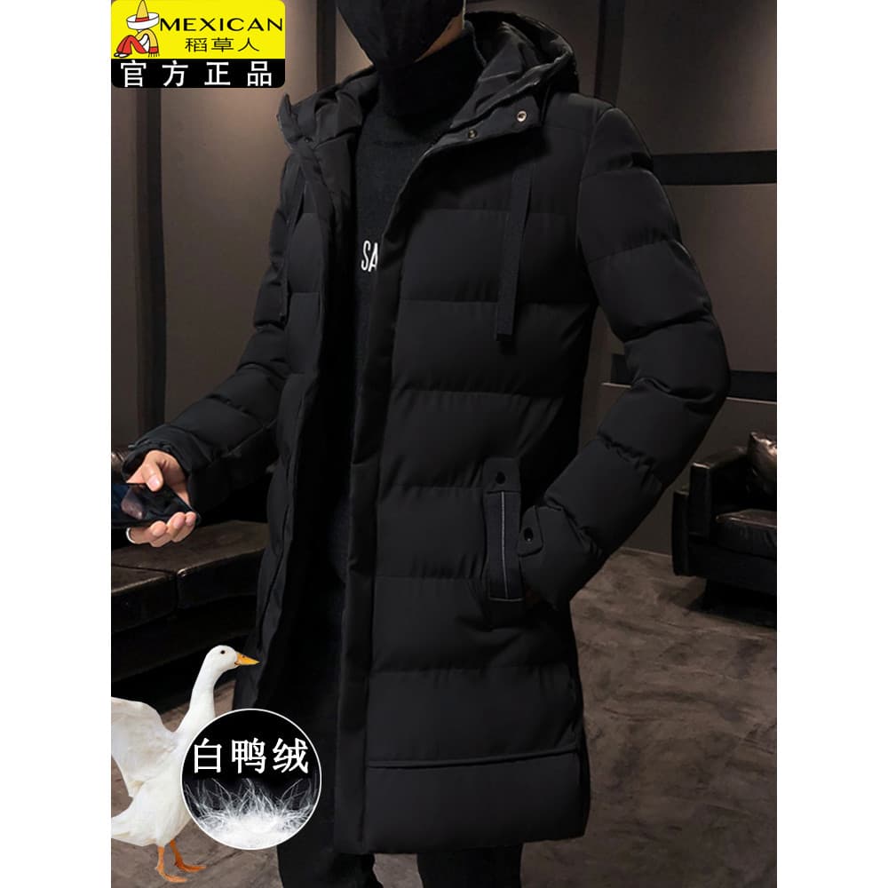Espantalho inverno novo estilo jaqueta à prova de vento à prova de frio com capuz jaqueta de comprimento médio quente ac