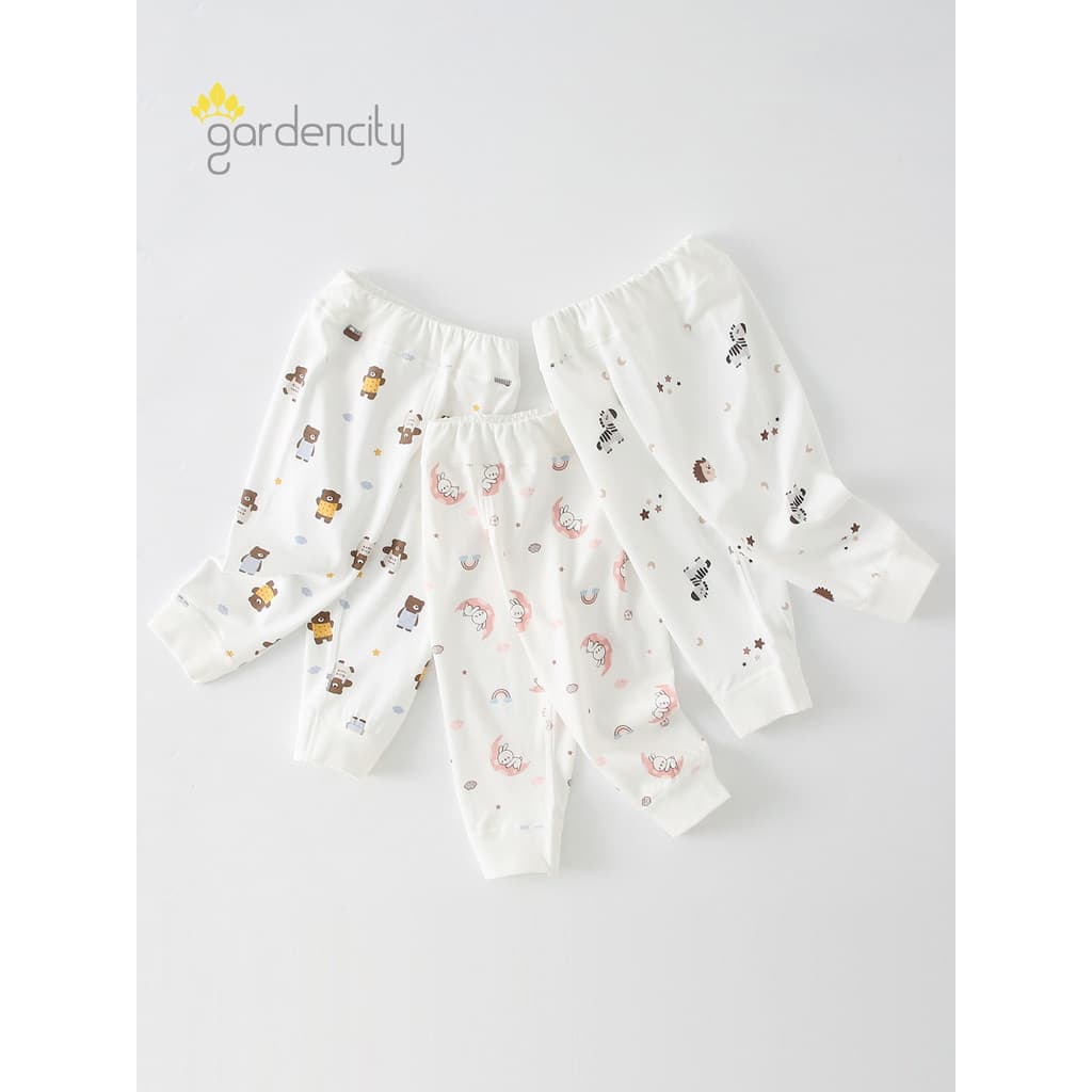 Calças para casa de bebê primavera outono quatro estações algodão Modal desenho animado masculino feminino bebê cintura