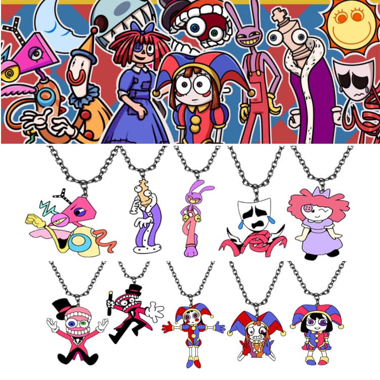 Colar com Pingente do Novo Anime "Fantastic Digital Circus" Jax Pomni Raghata Caine / Chaveiro de Metal com Boneco de De