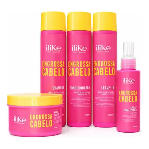 Kit Ilike Engrossa Cabelo 5 Produtos Tratamento Completo