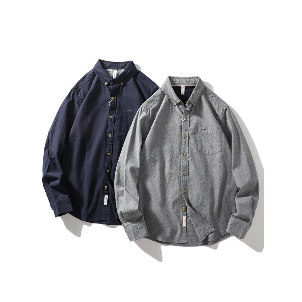 Estilo japonês puro algodão escovado Casual camisa de manga comprida masculina primavera outono novo estilo na moda jaqu