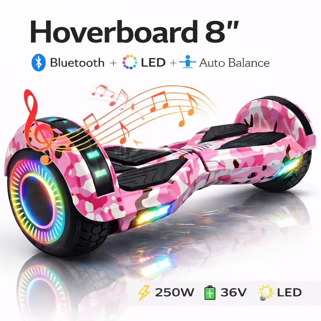 Hoverboard 8.5 Polegadas Bluetooth LED Auto Equilíbrio Scooter Elétrico Infantil 12km/h