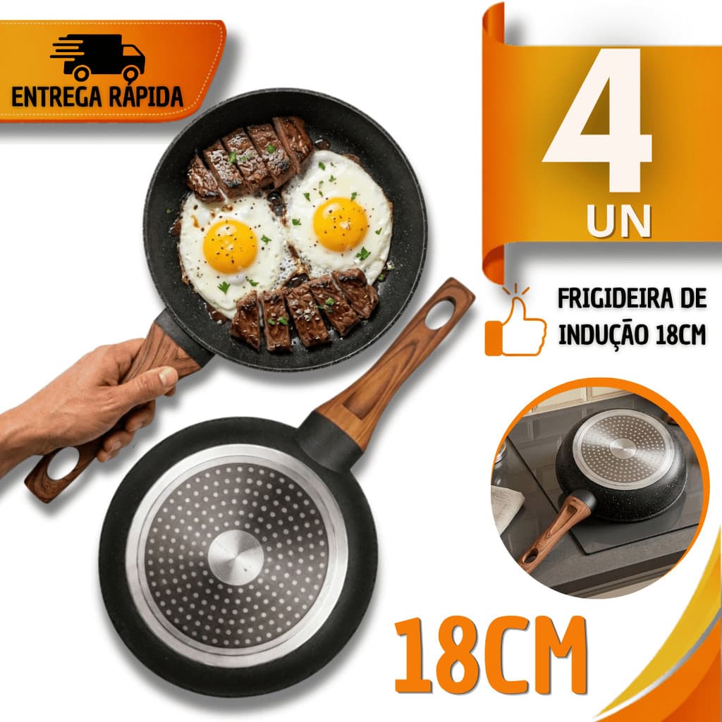 Utensílios Frigideira Antiaderente 18cm Indução Cerâmica Antiaderente Preta Menos Óleo Utensílios