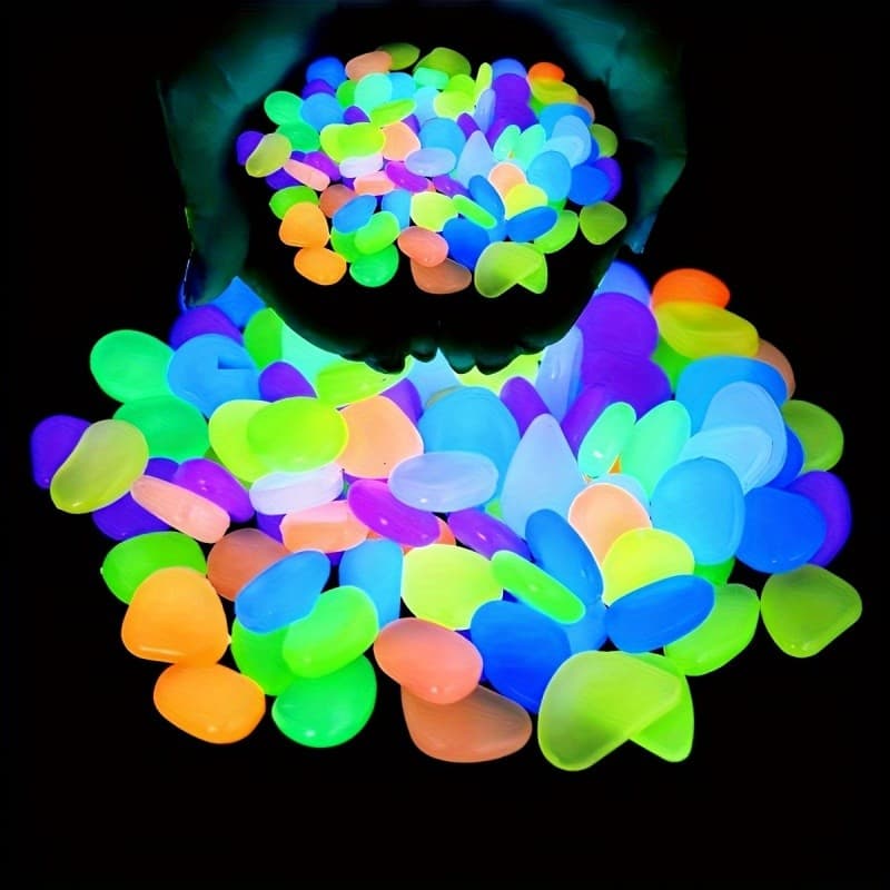 100 Pçs Brilho No Escuro Seixos Resina Pedras Luminosas Para Paisagem Caminhos De Jardim Vasos Plantas Parques Decoração