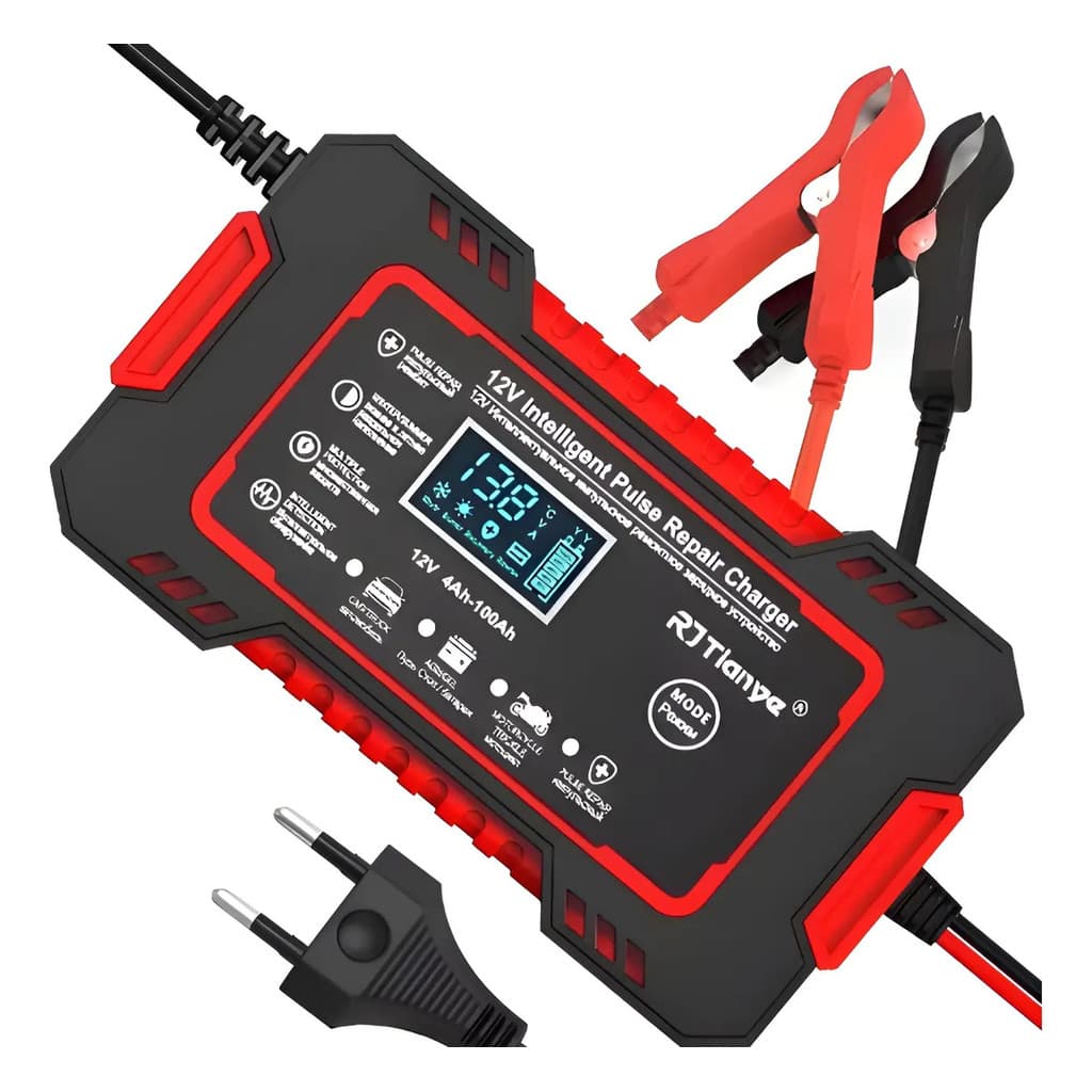 Carregador Bateria 12v 6a Moto Carro Displaylcd Carga Rápida