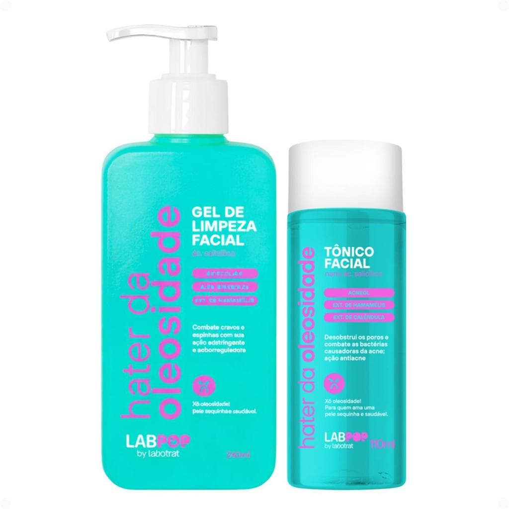 Kit LabPop by Labotrat Hater da Oleosidade: Gel de Limpeza 240ml e Tônico 110ml