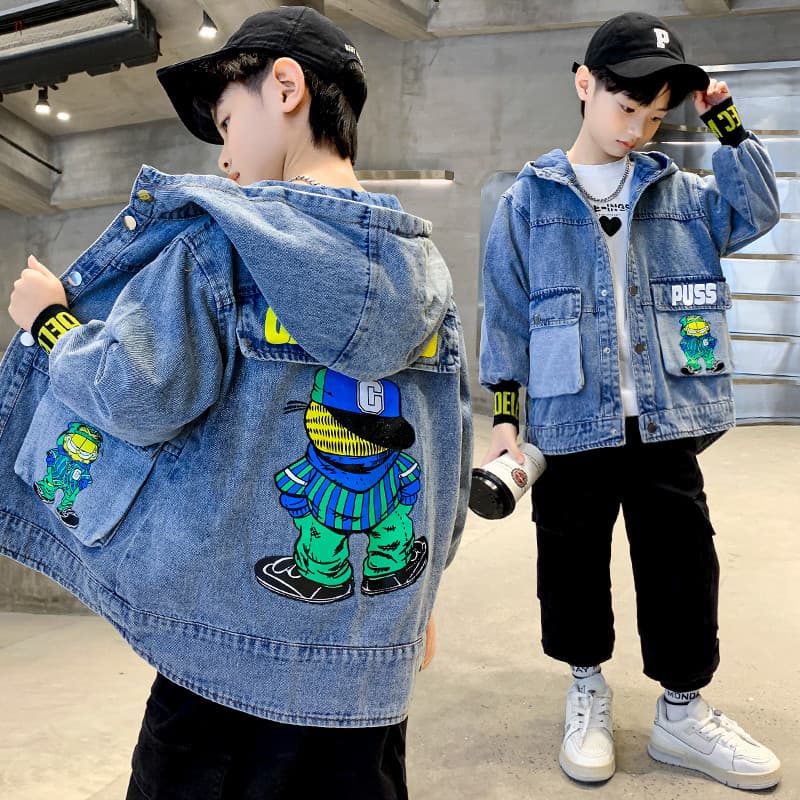 Crianças roupas infantis meninos primavera jaqueta jeans 2026 novo estilo versão coreana moda infantil blusão primavera