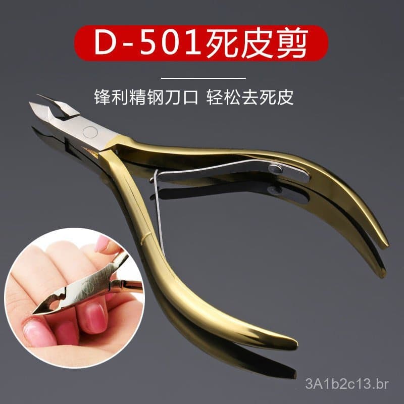 Alicate de Cutícula em Aço Inoxidável D501 para Remover Pele Morta e Cutículas, Aparar Bordas de Unhas, Tesoura de Belez