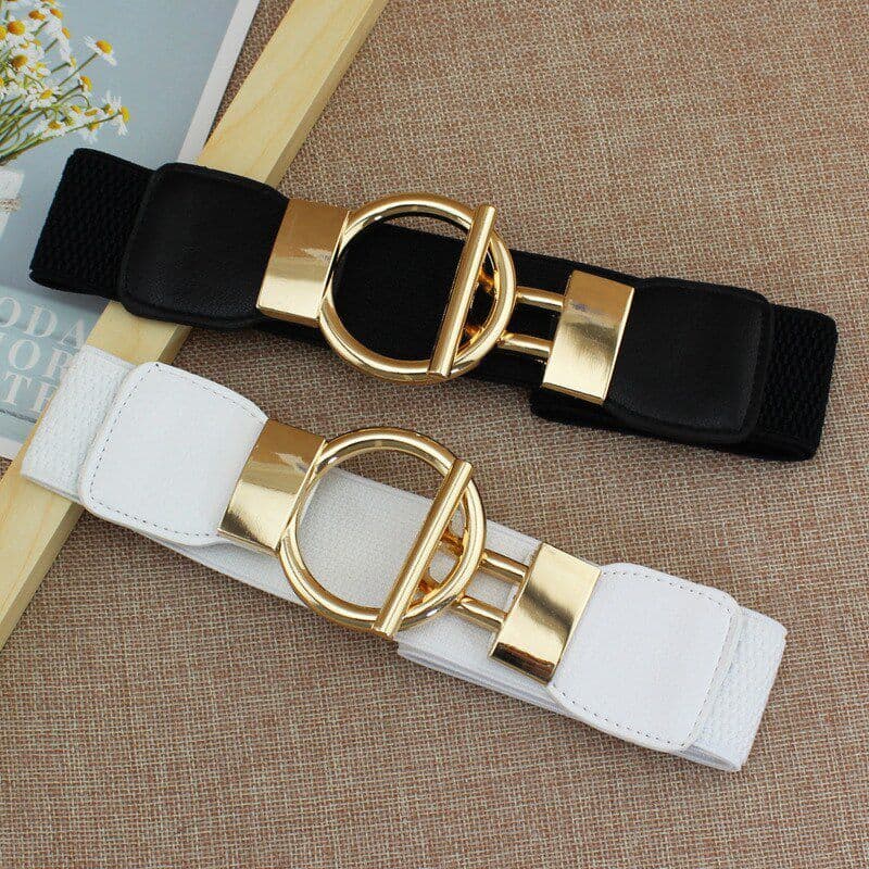 4cm vestido espartilho elástico cinto largo simples dourado fivela redonda cinto decorativo feminino uma peça remessa