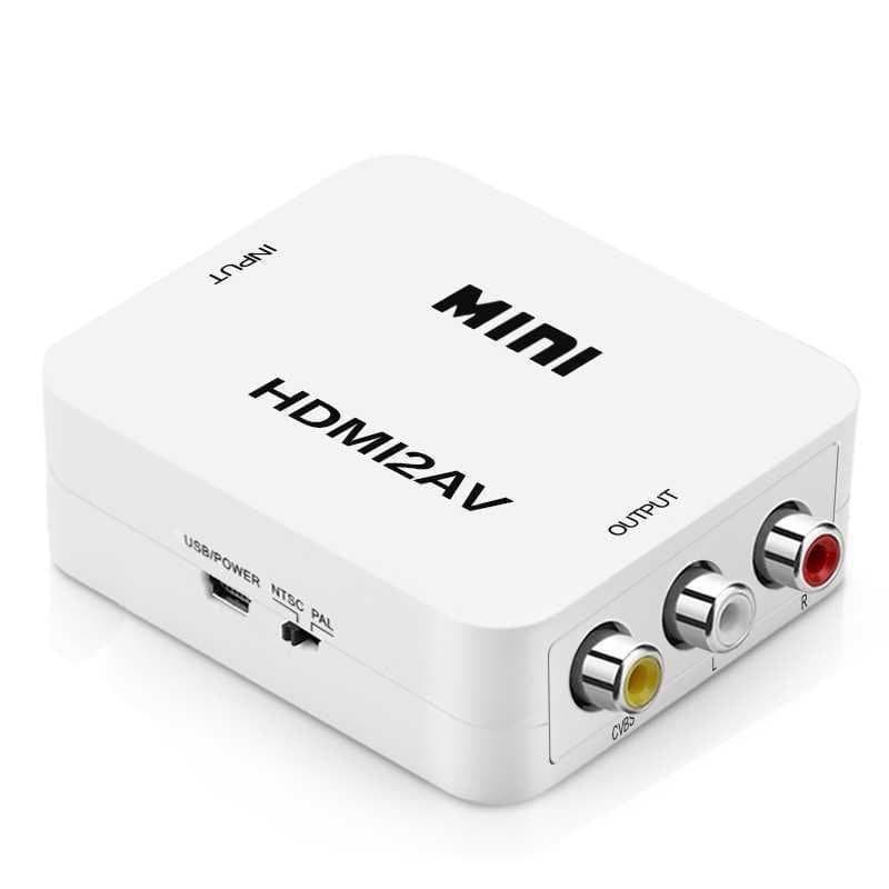 Conversor de áudio e vídeo HDMI para AV, mini caixa HDMI para AV, micro mini HDMI2AV multi-interface.