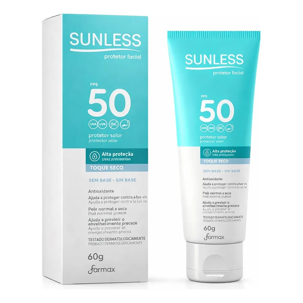 Protetor Solar Facial Sunless Fps50 Toque Seco 60g Farmax