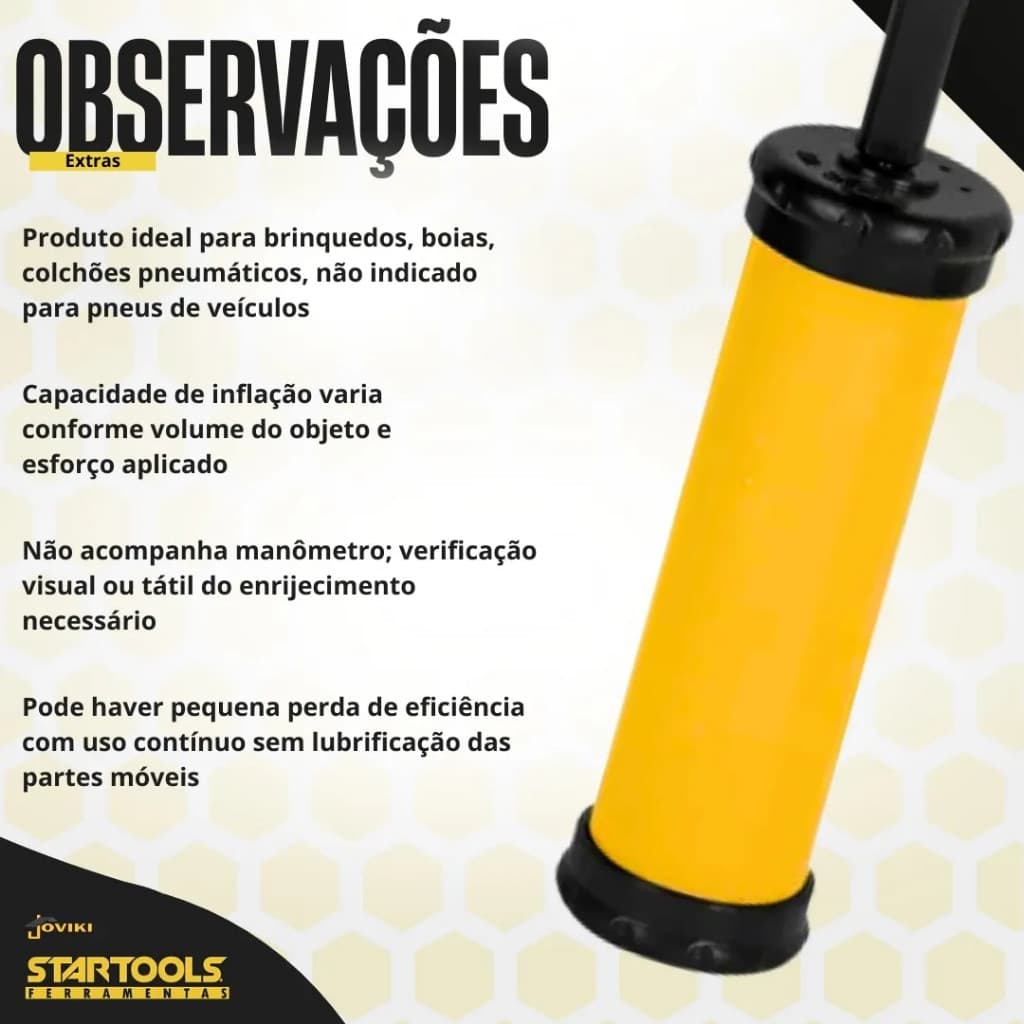 Bomba De Ar Manual Cinza Profissional Startools + Bico Agulha Para Encher Bolas Startools