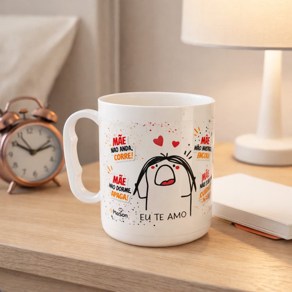 Kit 10 Caneca 400Ml Estampa Flork Bento Cake Mae Engraçada Presente Criativo Caixa Decoração Cozinha