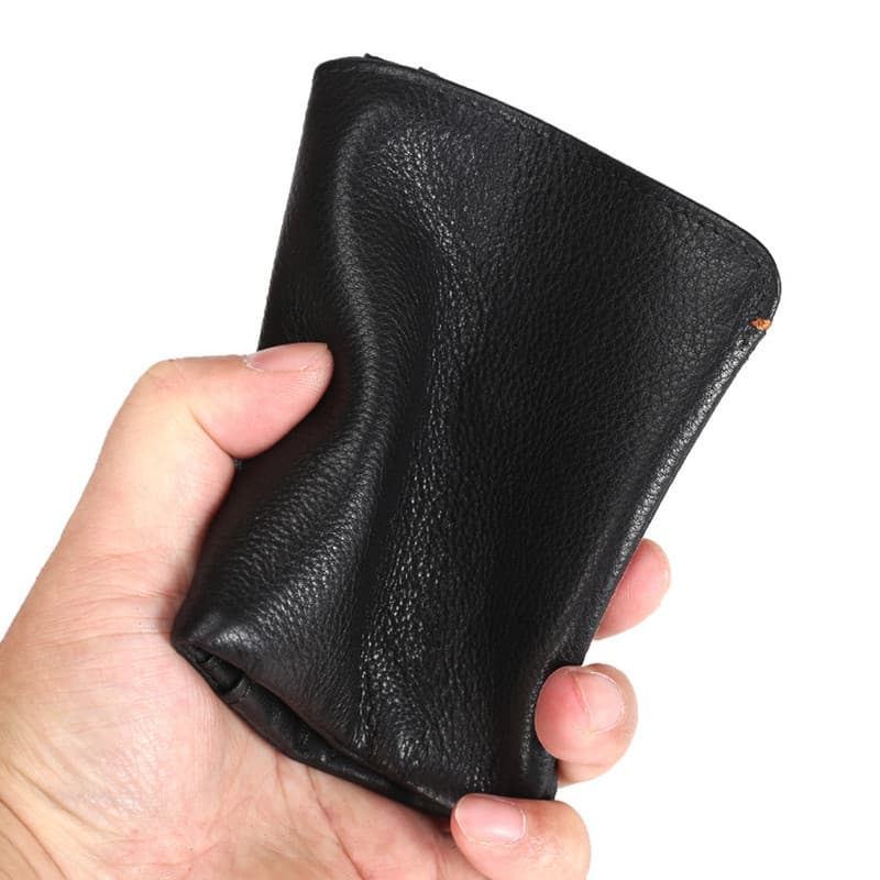 Carteira masculina de couro macio curta carteira de duas dobras simples carteira de negócios Ultra-fina carteira de cour