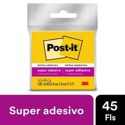 BLOCO DE RECADO POST IT 76X76MM AMARELO NEON 45FLS.