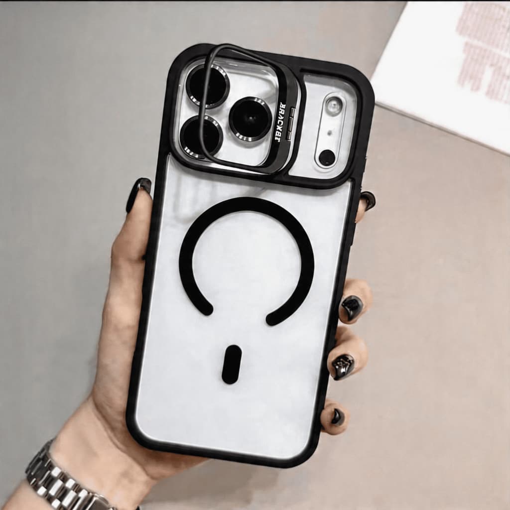 Capa com Suporte Retrátil para iPhone 11 ao 17 – Proteção Completa e Funcional🥰