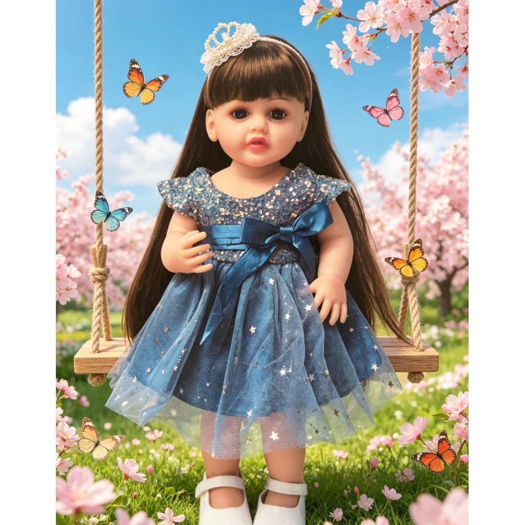 Boneca Reborn Bebê Realista Silicone 55cm Menina Olho Cstanho Pode dar Banho Pronta Entrega