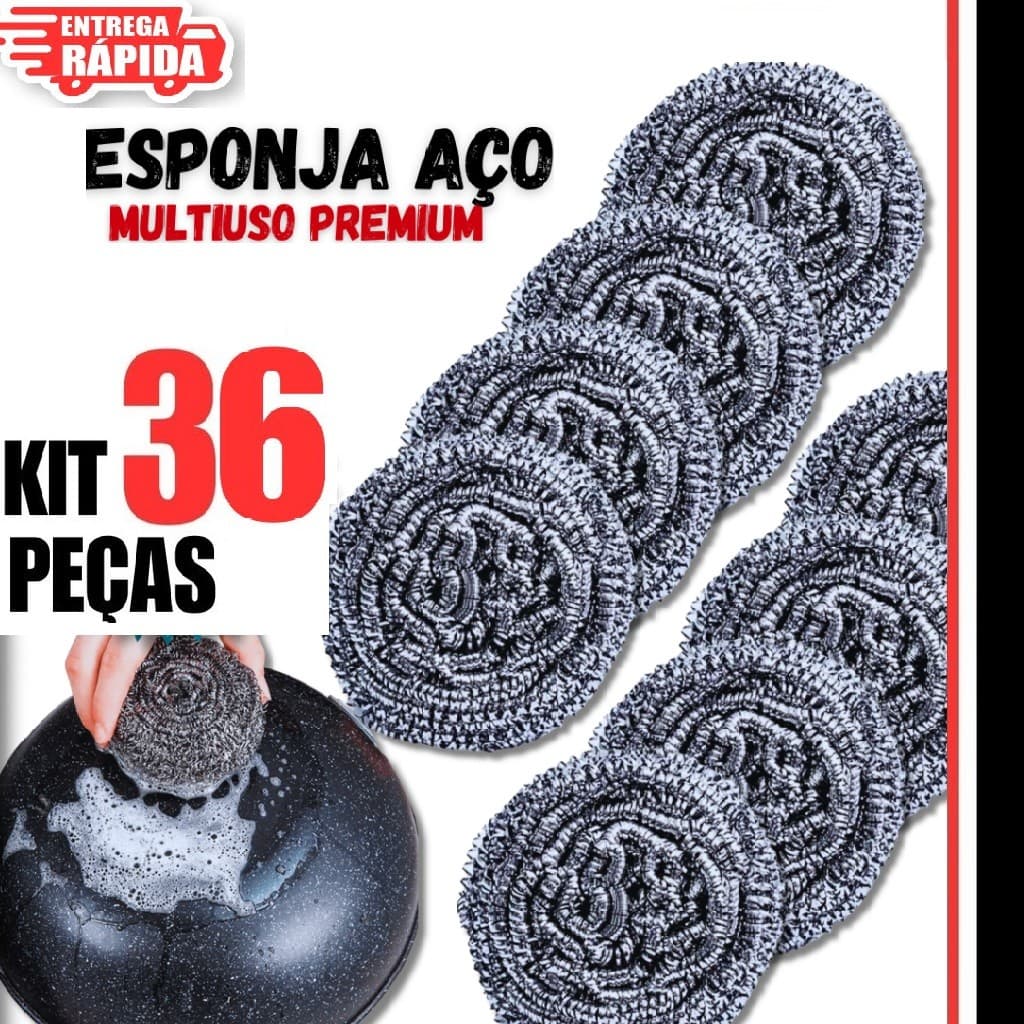 36/24/12/10 Unidades Esponjas Palha De Aço Inox Multiuso Para Cozinha Pia Limpeza Pesada Lavar Panela Assadeira Premium