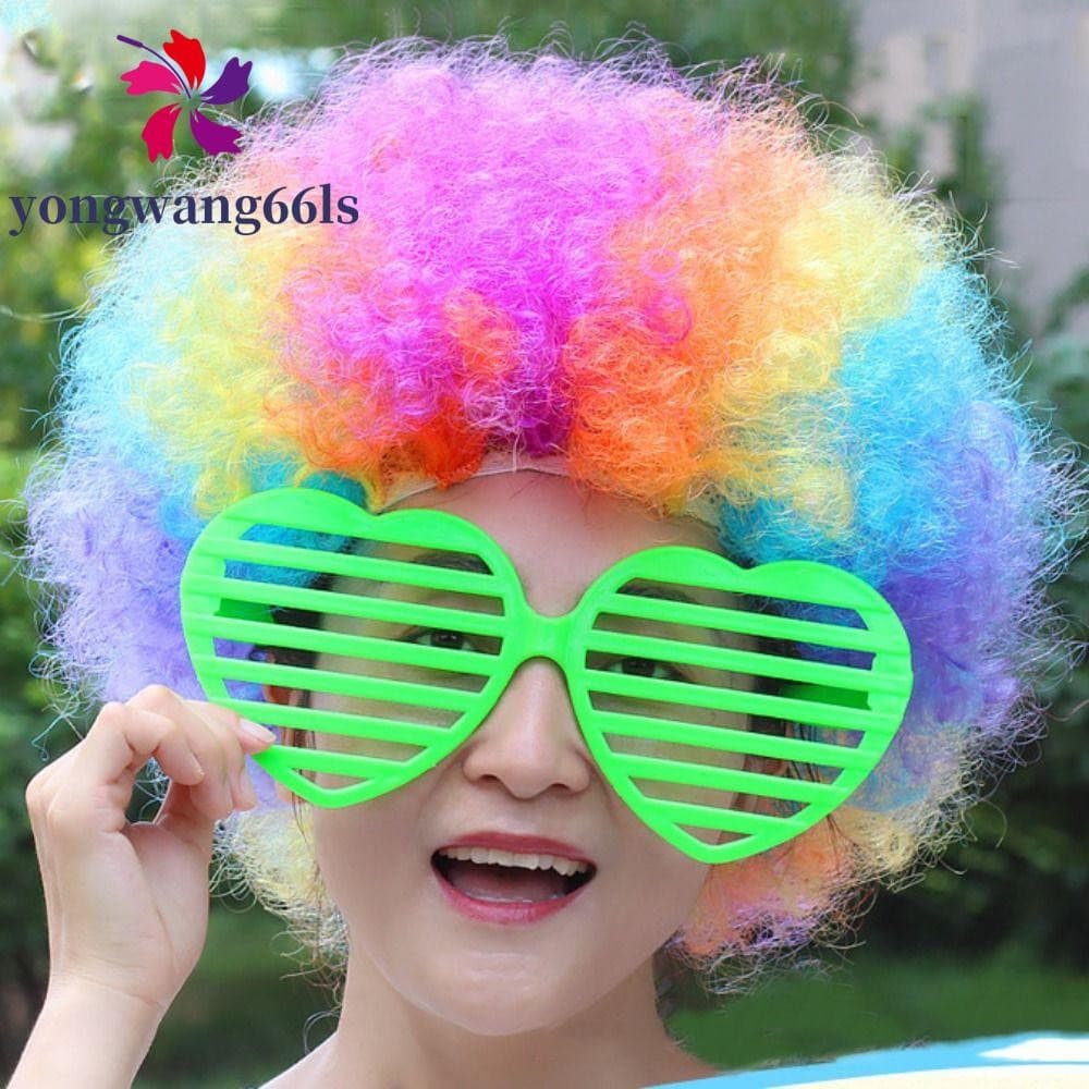YONGWANG Peruca De Palhaço Ondulado Arco-Íris , Perucas Sintéticas , Cabelo Cosplay Afro Encaracoladas , Cabeça Explosiv