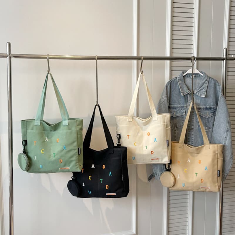 Moda retro simples bolsa de viagem bolsa casual bolsa de grande capacidade com letra RQHL