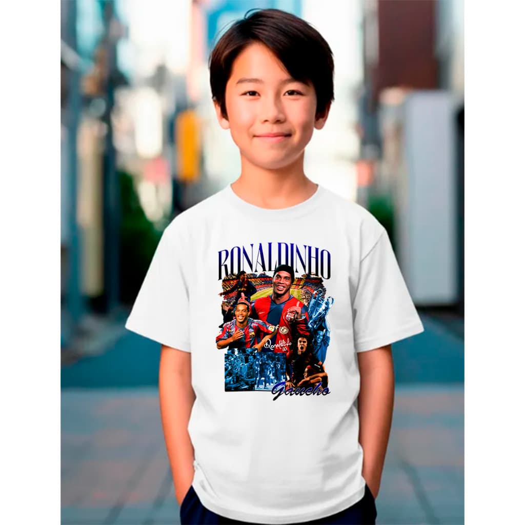 Camiseta Infantil Ronaldinho Gaucho Bruxo Futebol