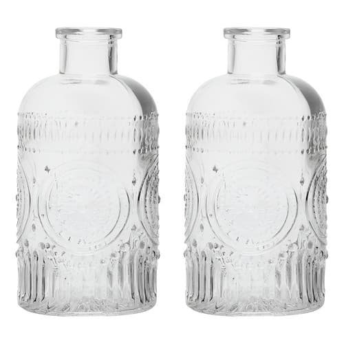 Kit 2 Vasos Decorativos 12,5 Cm Vidro Flores Solitário