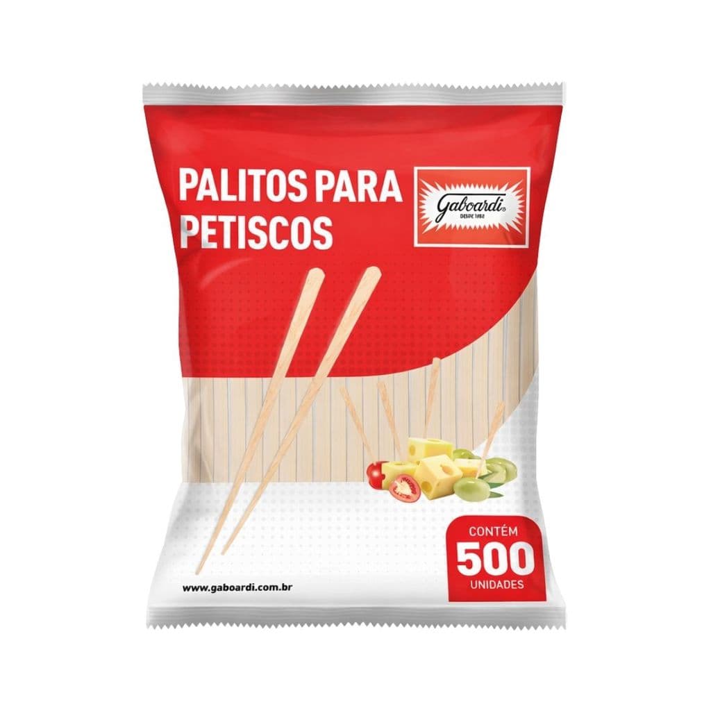 Palito para Petiscos Gaboardi 500 Unidades Madeira Natural