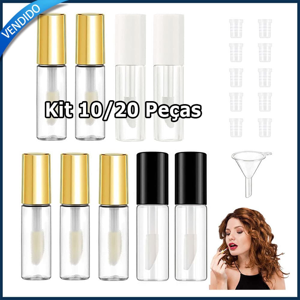 10/20 Tubo transparente de 1,2ml para brilho labial,frasco para batom e brilho labial,recipiente transparente para batom