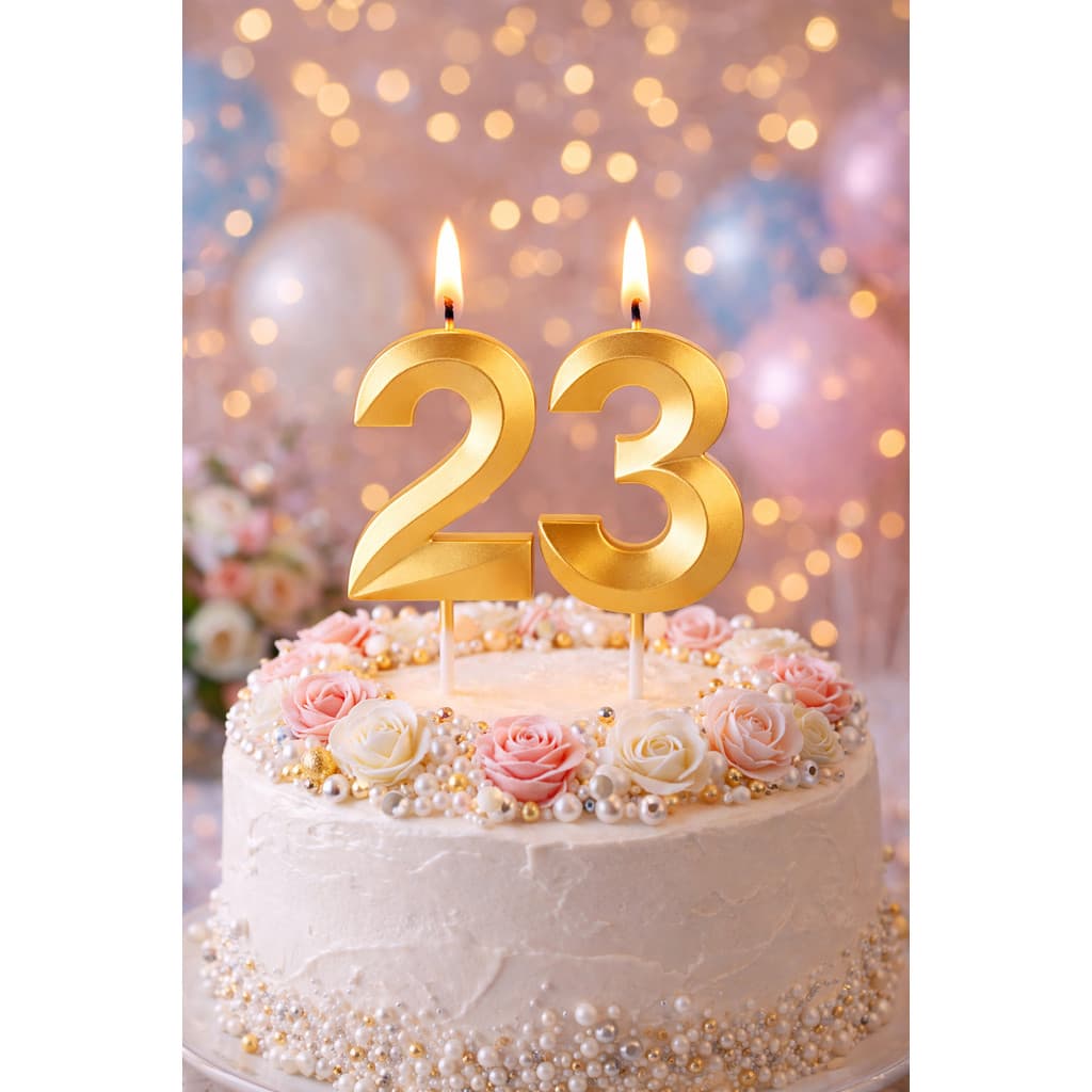 Vela Número Design Dourada 15cm P/ Bolo de Aniversário