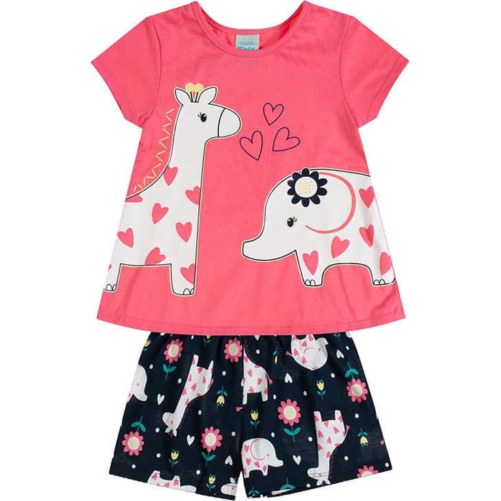 Pijama Infantil Menina Animais Brilha no Escuro Kyly