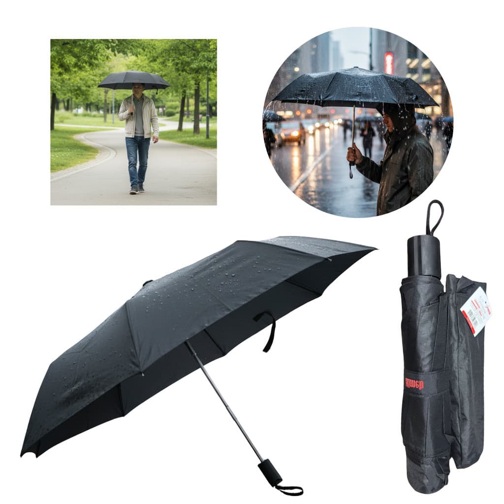 Guarda Chuva Sombrinha Grande Impermeavel Cabe na Bolsa Preto Masculino