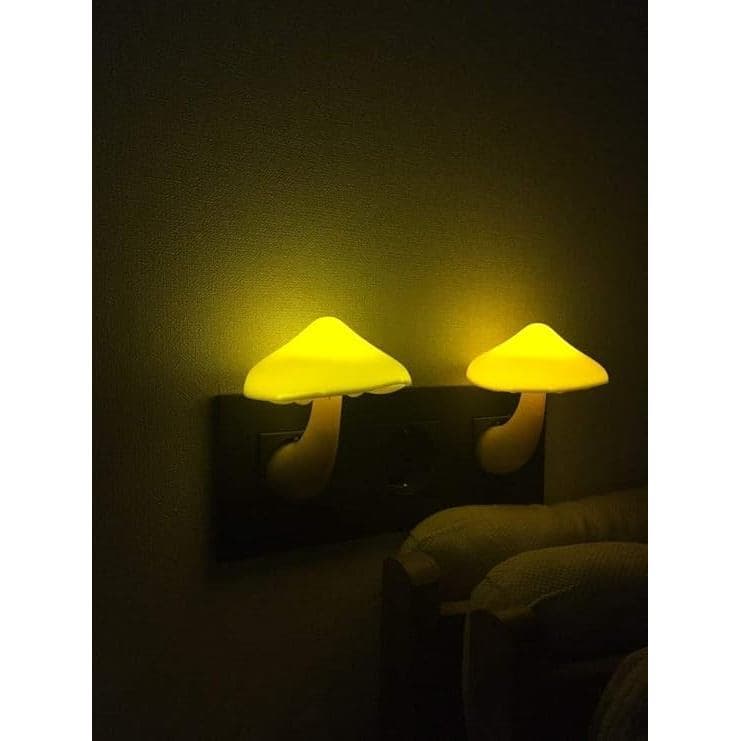 2 Luzes De Cogumelo De Desenho Animado Proteção Ocular Infantil Luz Noturna LED Alimentação Para Bebês Acendem Automatic