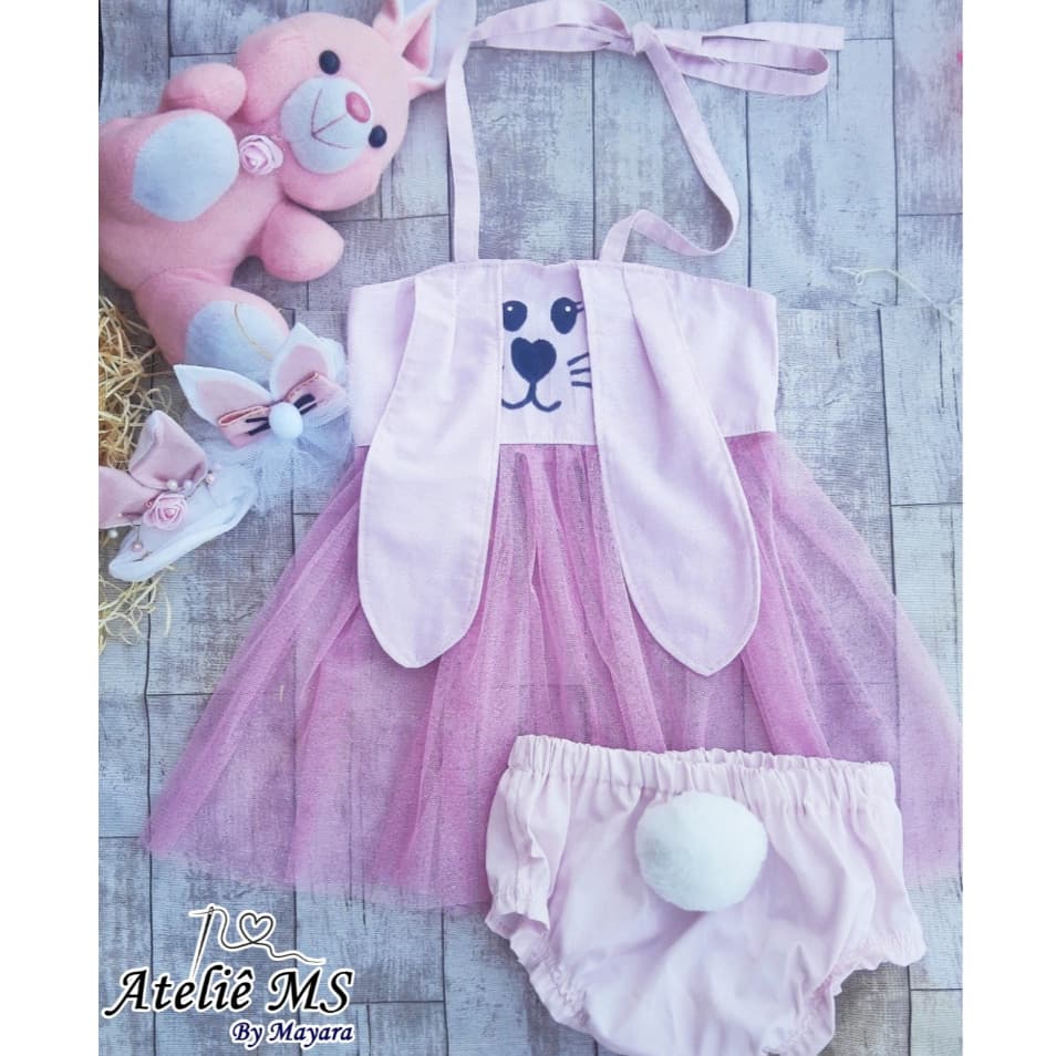 Vestido infantil de pascoa | Vestido temático de coelhinha | Vestido de coelha | Fantasia de pascoa | Fantasia de menina