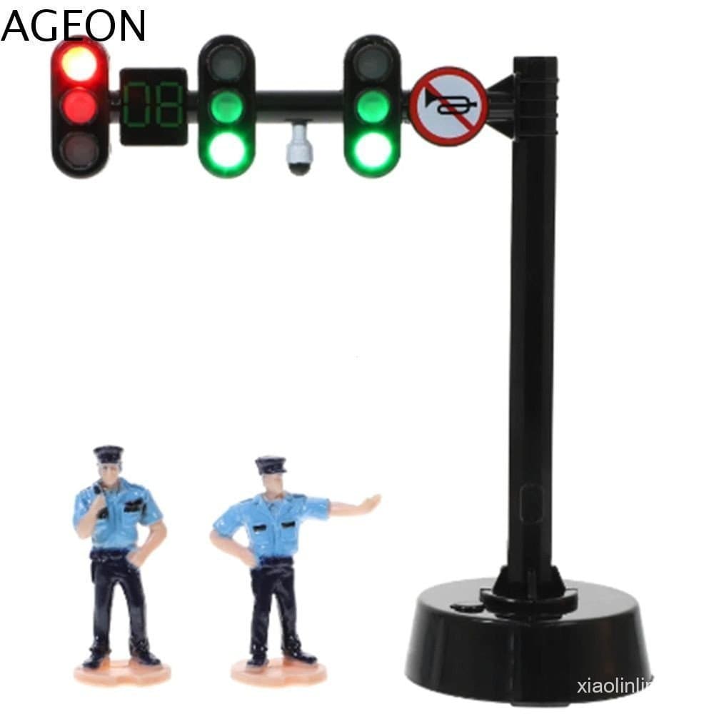 Sinais De Luz De Brinquedo De Trânsito AGEON , Mini Modelo De Brinquedos Parada , Blocos De Construção De Semáforo De Se