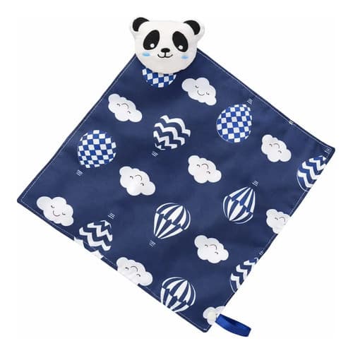 Naninha Com Bichinho Bordado + Prendedor De Chupeta Panda Zig Zag Azul