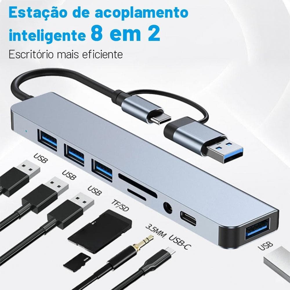 Marca 8In2 USB/Tipo-c Hub 100W PD 4K Compatível 3.0 Divisor Dongle Para Macbook Air Pro 2in1 Conversor Inteligente