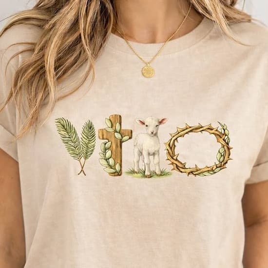 Camisa Camiseta T-Shirt Cristã Blusa Feminina Estilosa  Blusinha Feminina Cordeiro Jesus