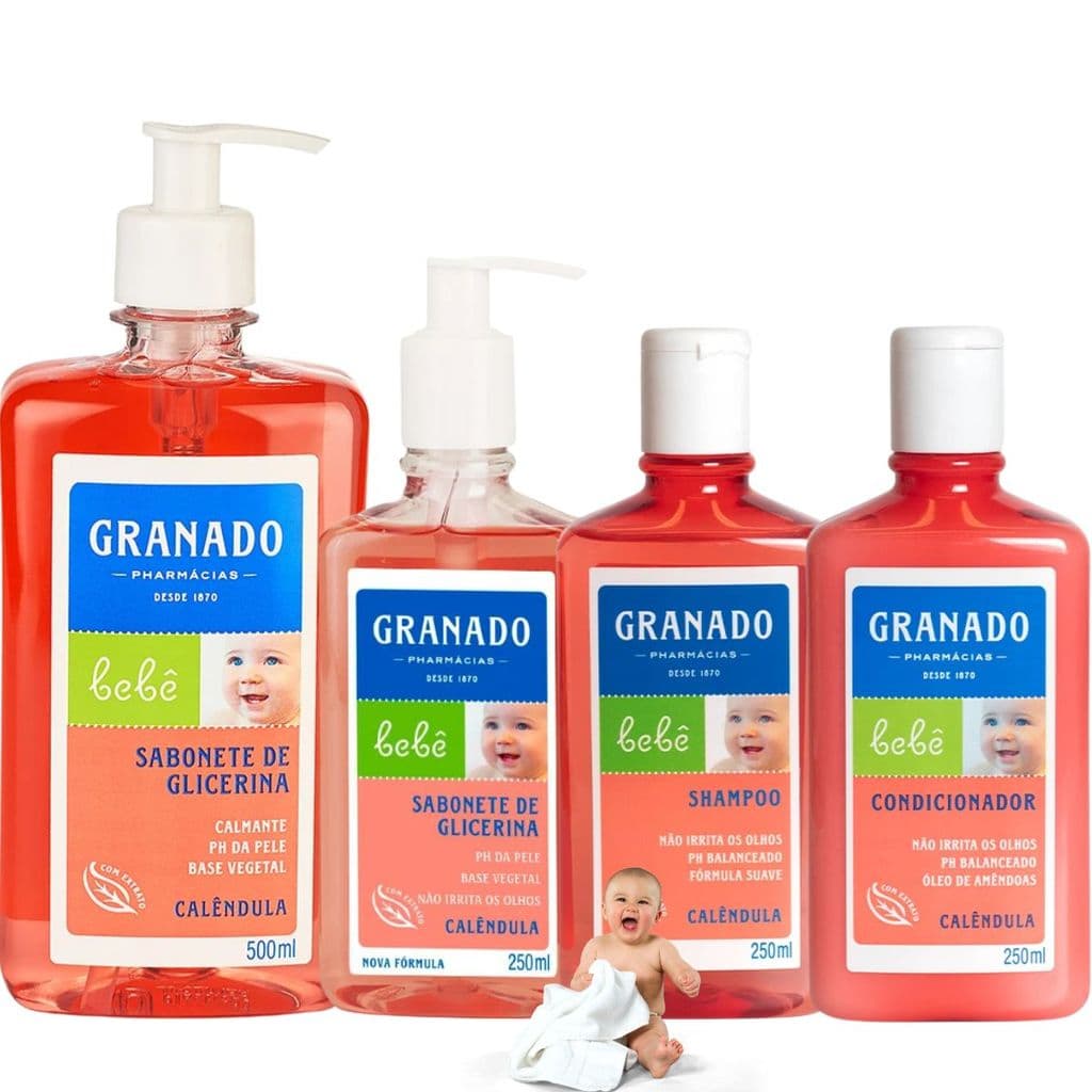 Kit Granado Calêndula Sabonente Liquido Bebê Shampoo Condici
