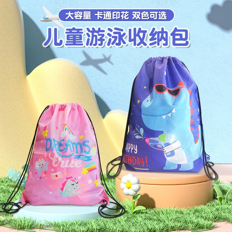 Saco de natação meninos meninas crianças cordão ombro duplo grande capacidade crianças à prova dwaterproof água praia pr