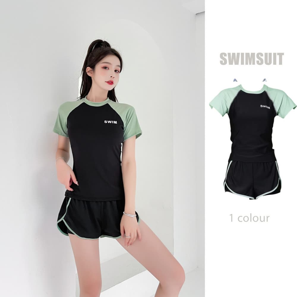 Maiô feminino verão conservador Split manga curta protetor solar Boxer 2022 novo estilo cintura alta capa barriga estuda