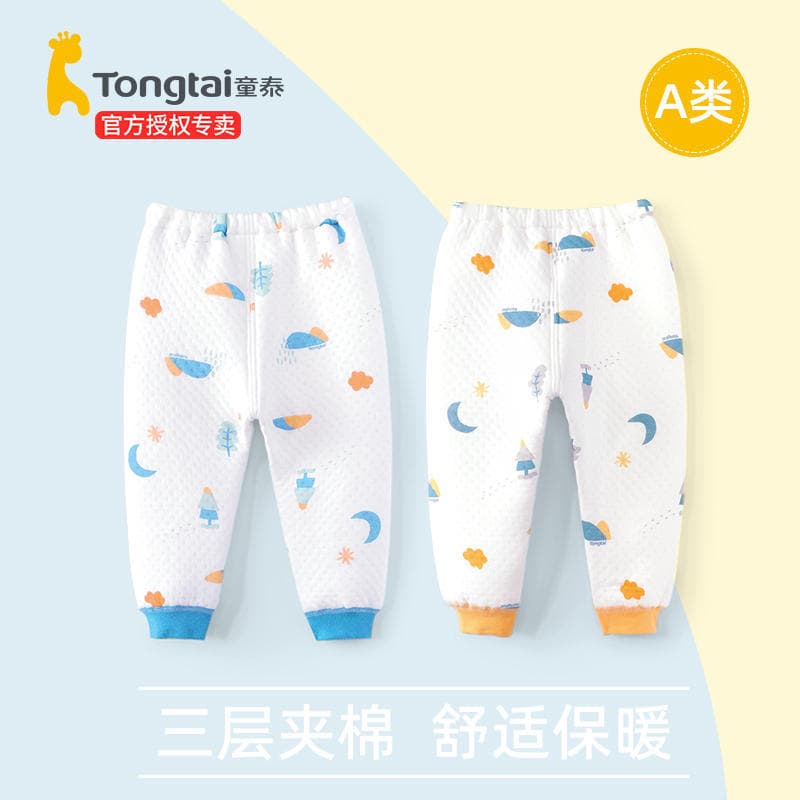 Tongtai calças compridas para bebês, calças quentes de cintura alta para barriga, outono inverno, roupa interna de algod