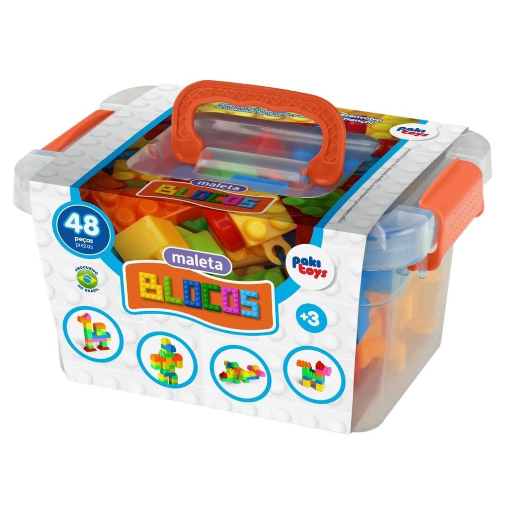 Blocos de Montar 48 Peças Maleta Brinquedo Educativo